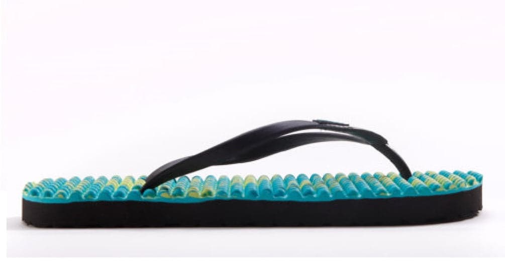 Complete green Bumpers footwear profile presented for an international distribution review